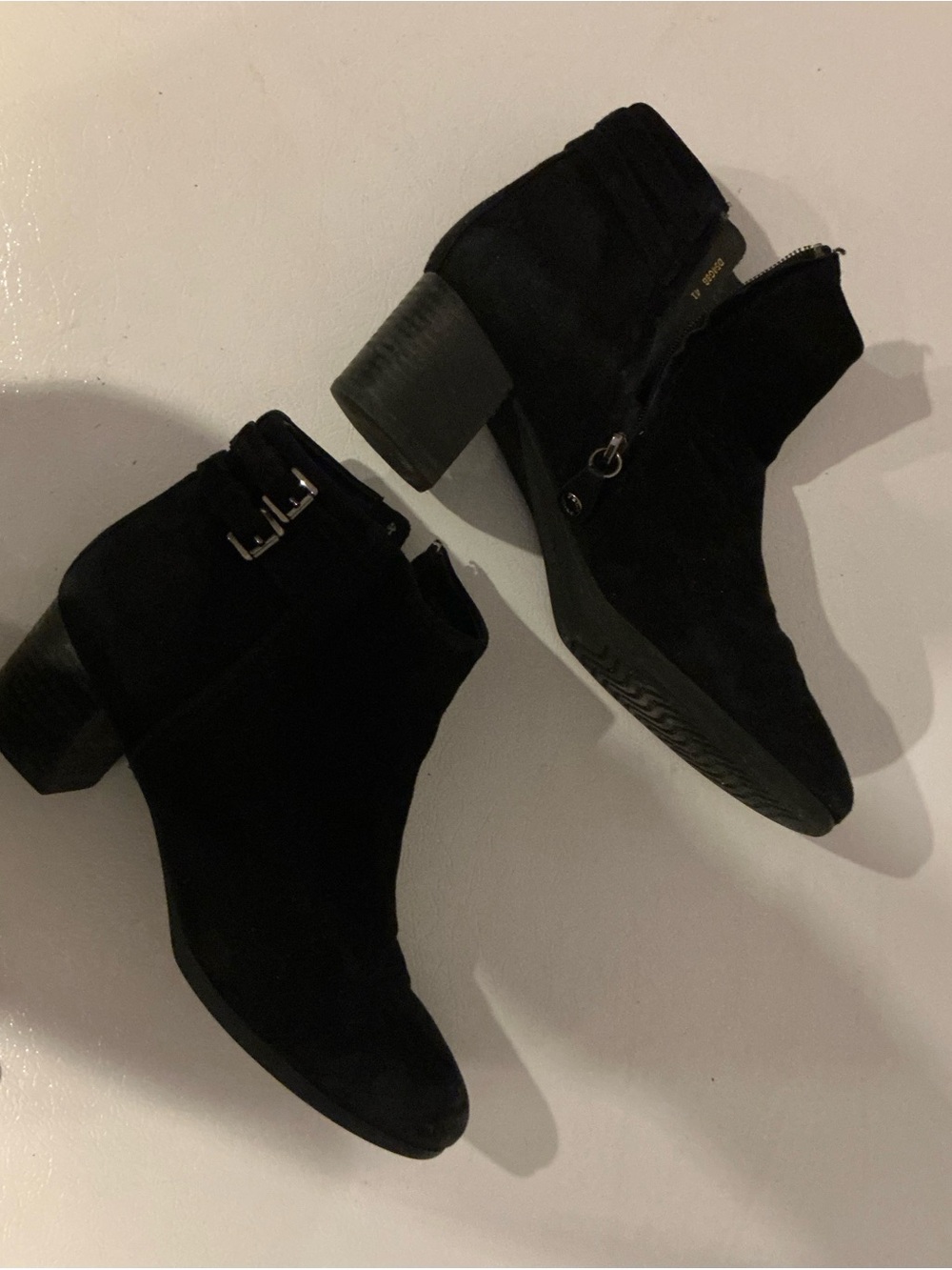 Geox Black Suede Ankle Booties with Buckle Detail